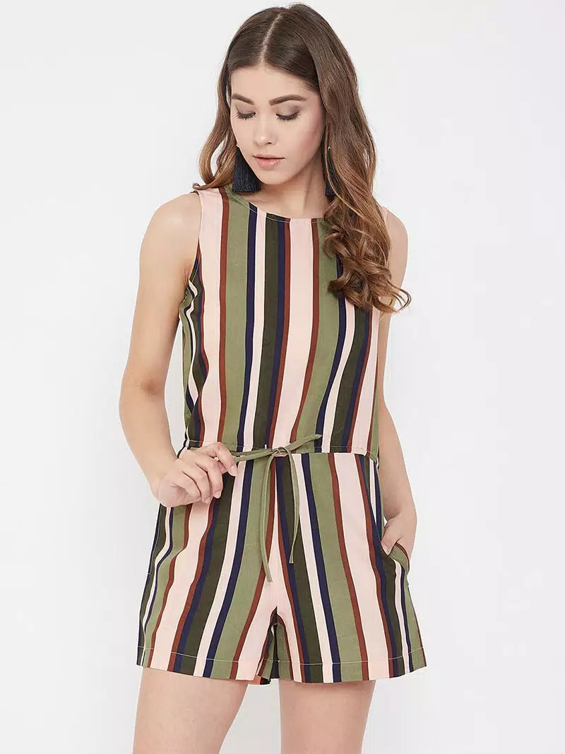 Stripes printed romper