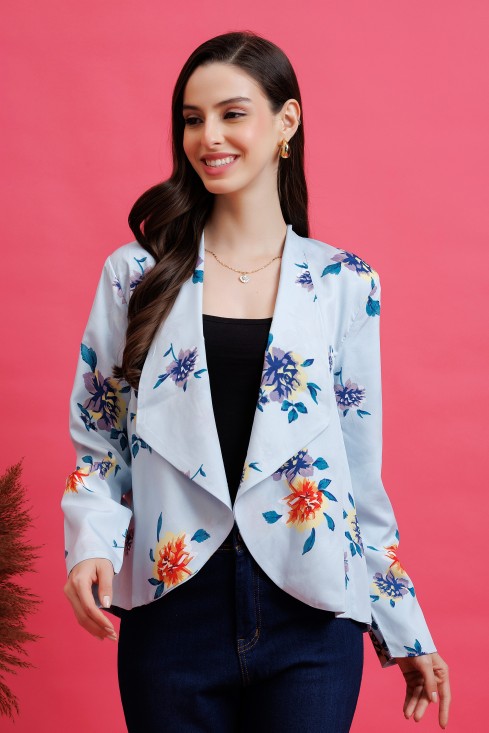 Floral Printed Blazer Style Shrug