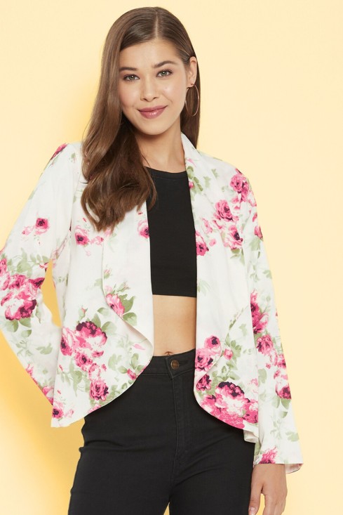 Floral Printed Blazer Style Shrug