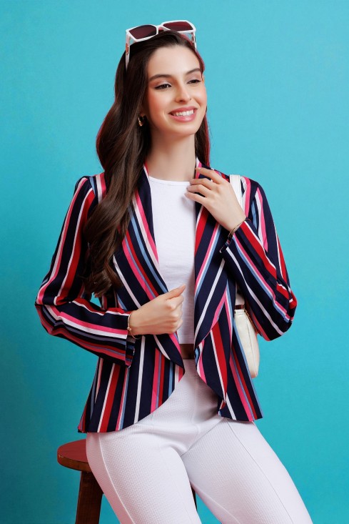 Striped Blazer Style Shrug
