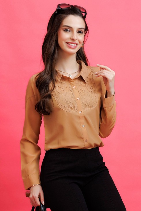 Lace Insert Yoke Shirt