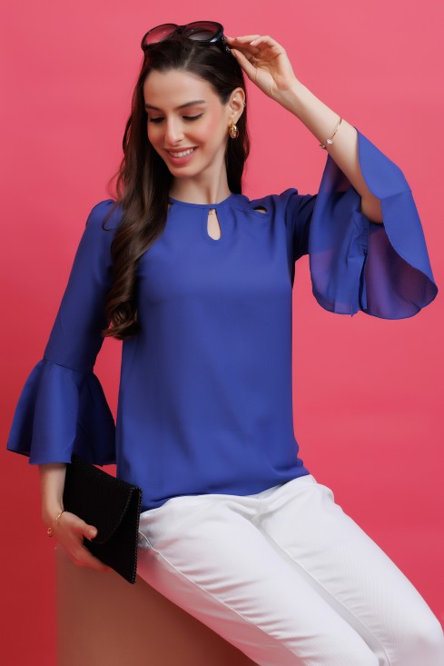 Solid Keyhole Neck Top