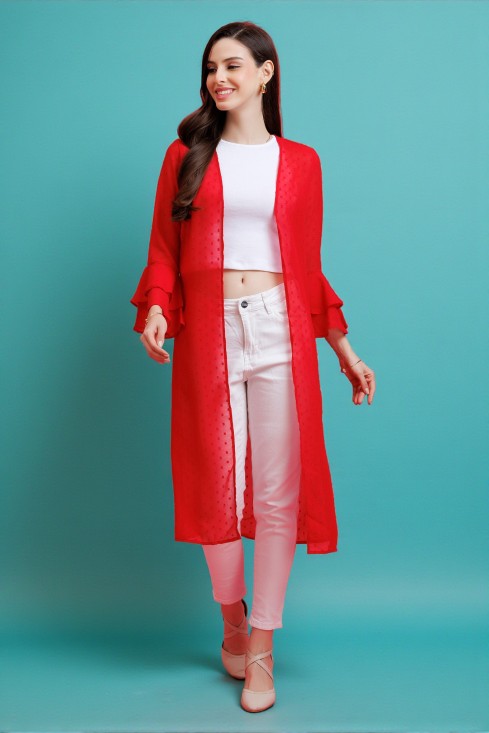 Dobby Bell Sleeves Shrug