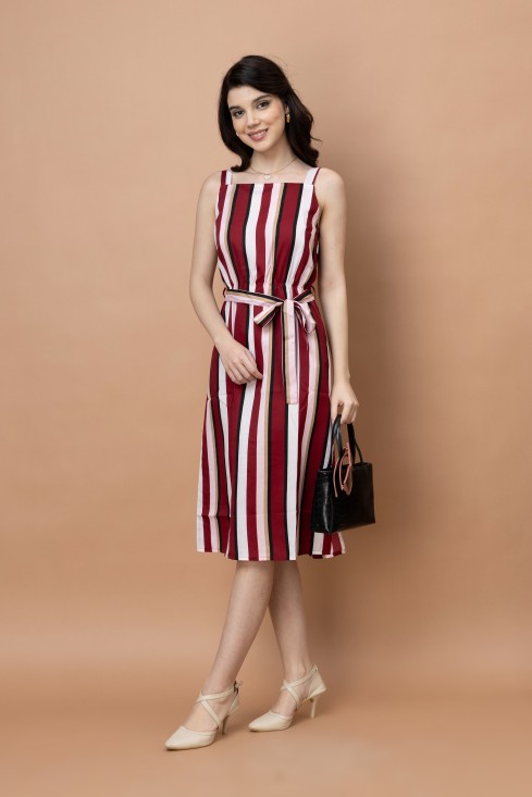 Stripes Printed Straight Dress