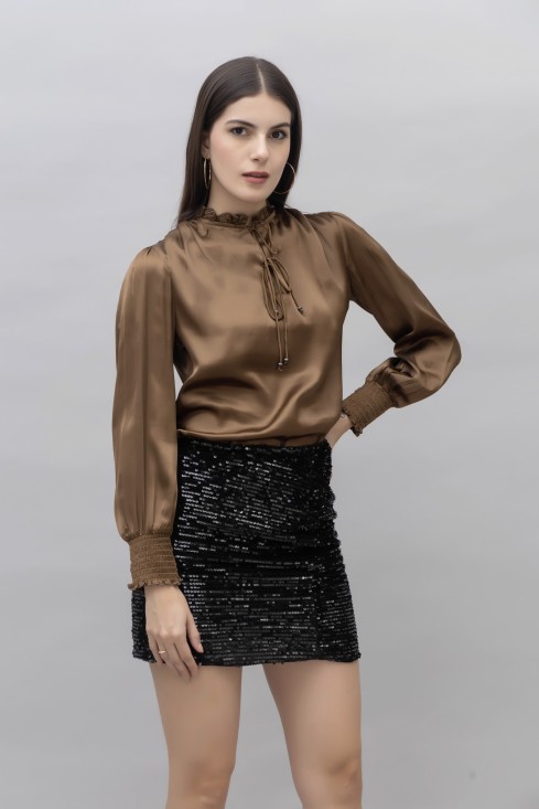 Smocking Satin Top