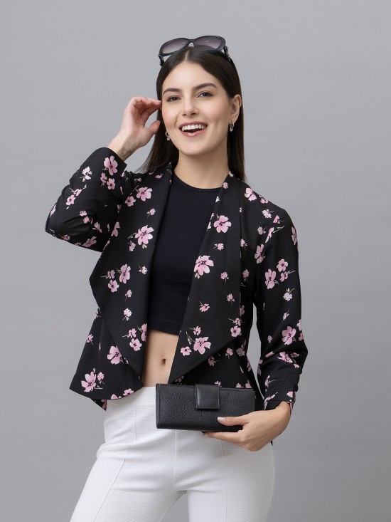Floral  Casual Front Open Shrug