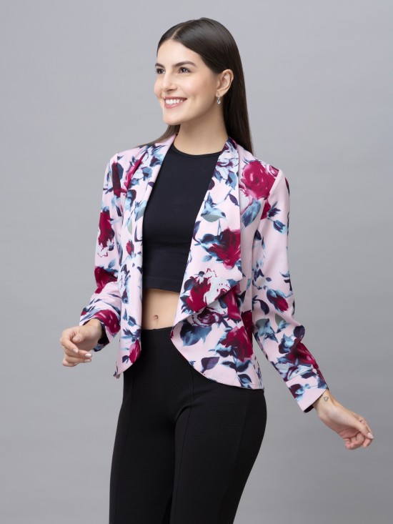 Floral Print Casual Front Open Shrug