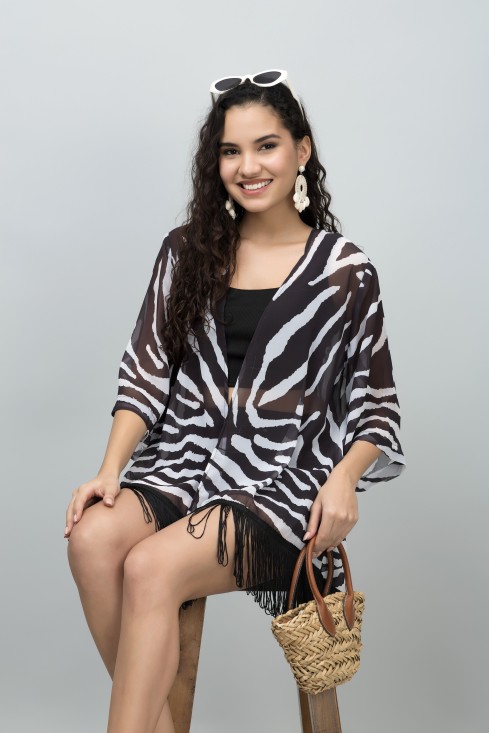 Zebra Print Kimono Shrug