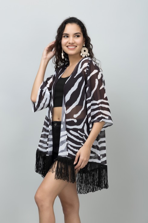 Zebra Print Kimono Shrug