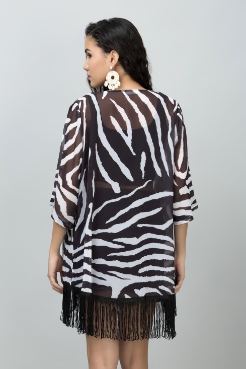 Zebra Print Kimono Shrug