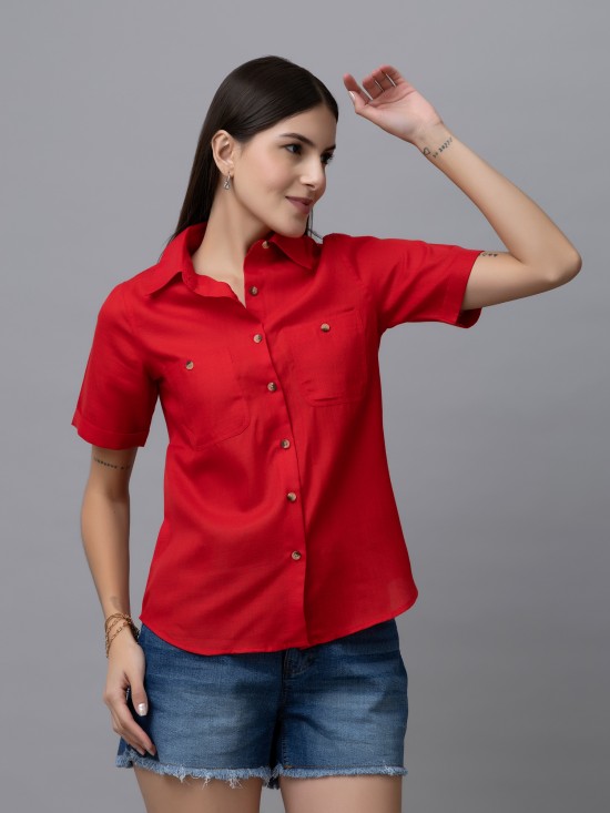 Casual Linen Half Sleeves Shirt