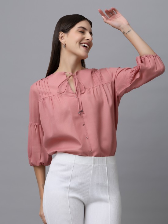 Casual Linen Pintuck Top