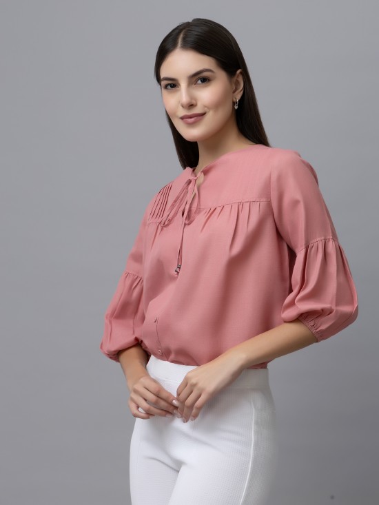 Casual Linen Pintuck Top