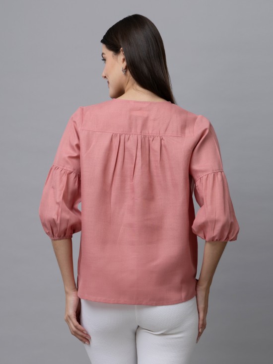 Casual Linen Pintuck Top