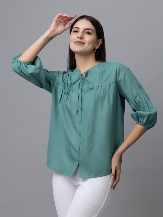 Casual Linen Pintuck Top