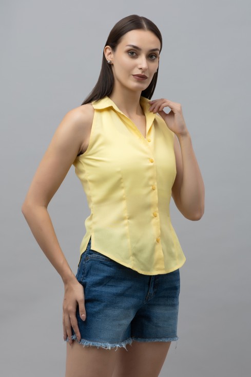 Sleeveless Linen Shirt