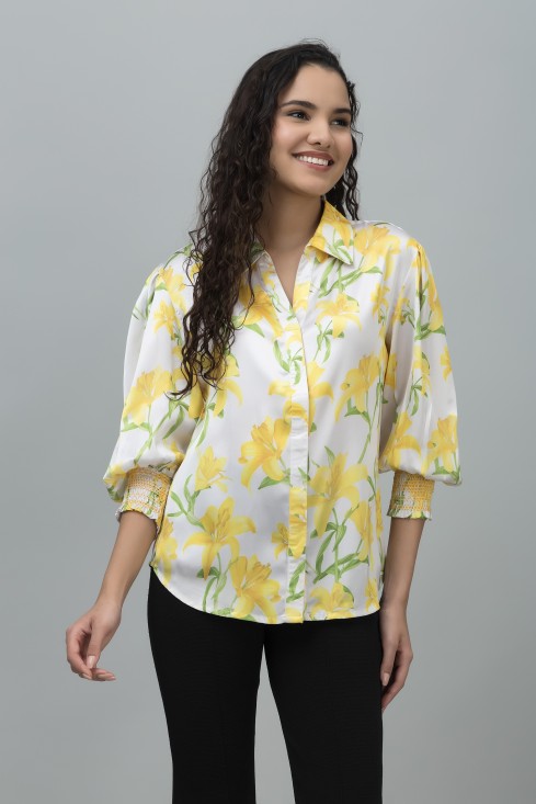 Floral Smocking Shirt