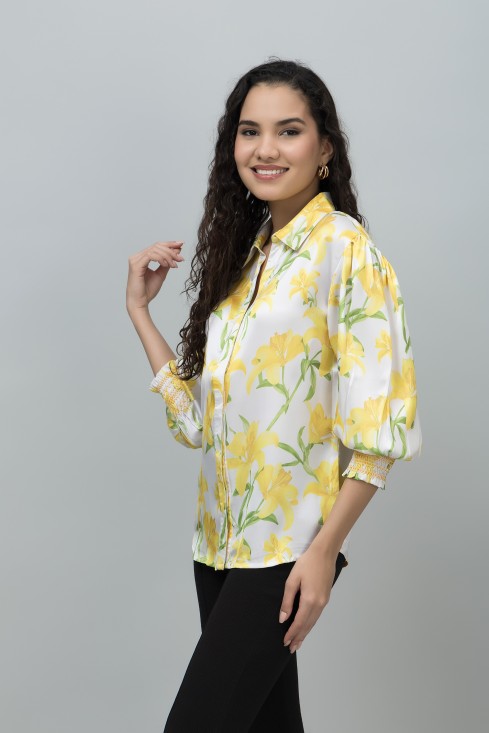 Floral Smocking Shirt