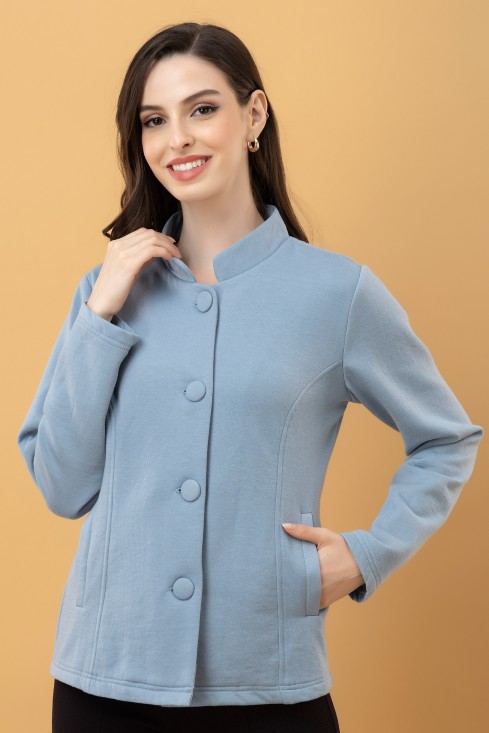 Band Collar Terry Jacket