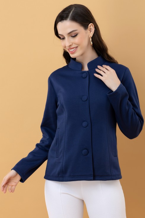 Band Collar Terry Jacket