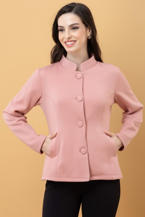 Band Collar Terry Jacket