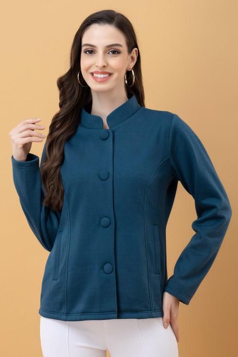 Band Collar Terry Jacket