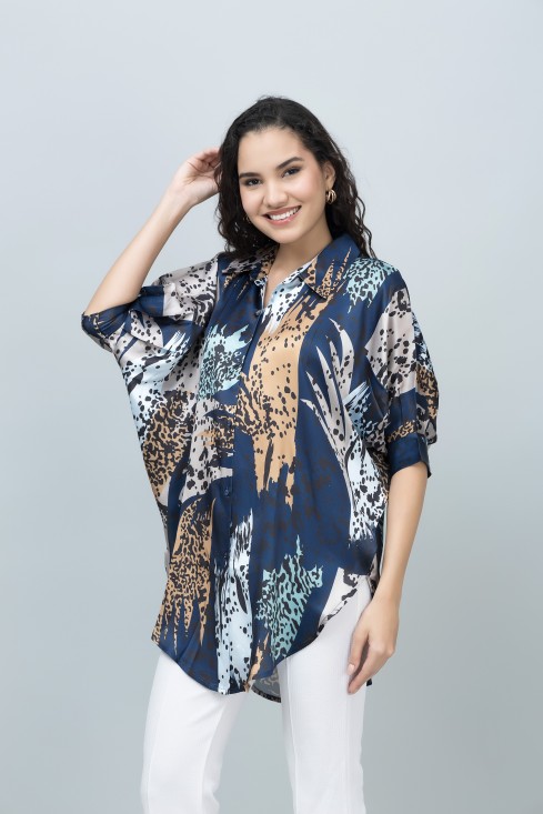 Kaftan Style Satin Shirt