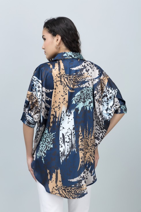 Kaftan Style Satin Shirt