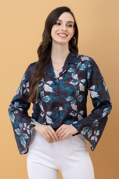 Slit Sleeves Satin Shirt