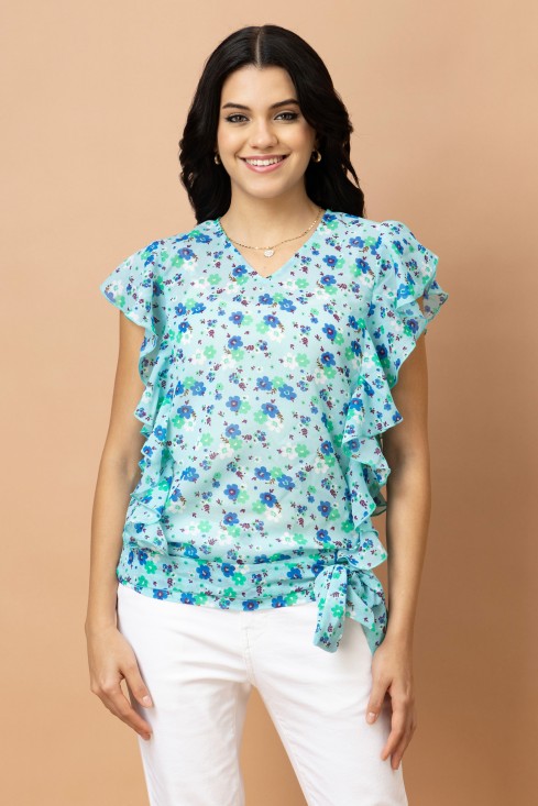 Ruffled V-Neck Top