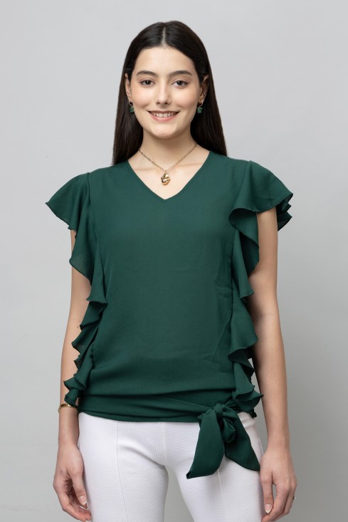 Ruffled V-Neck Top