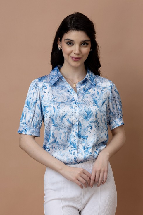 Printed Cuffed Sleeves Casual Shirt