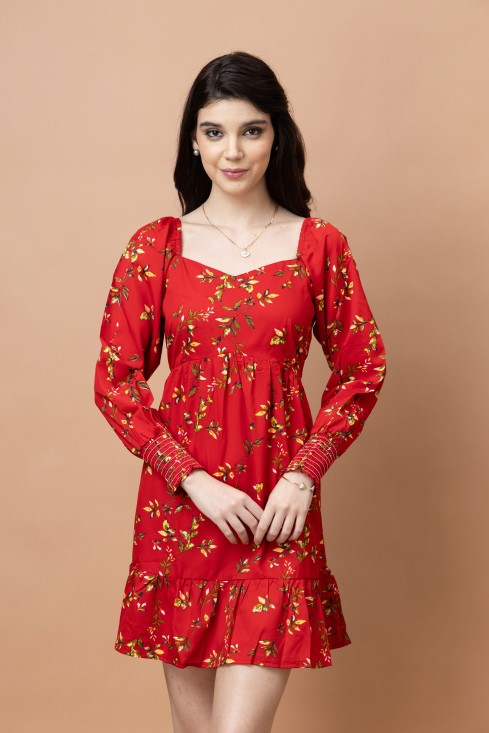 Floral Printed Fit & Flare Dress