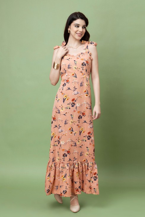 Floral Printed Strappy Maxi Dress