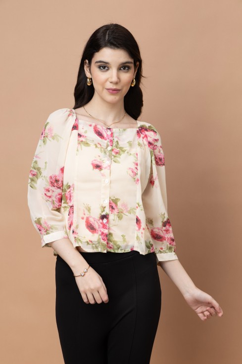 Floral Printed Blouson Top