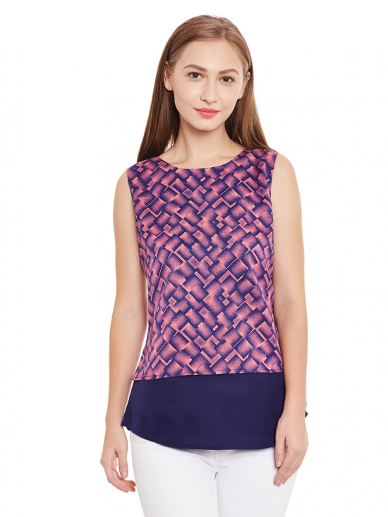 PURYS Pink & Navy layered Top