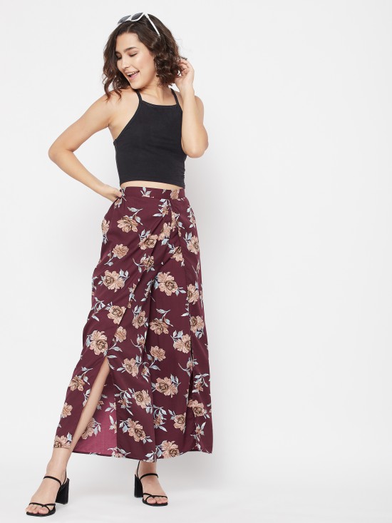 Floral printed slit pants