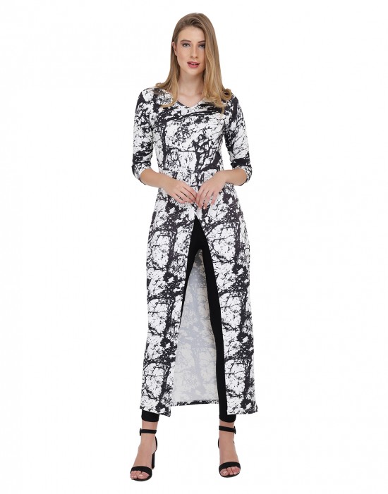 Abstract printed longline top