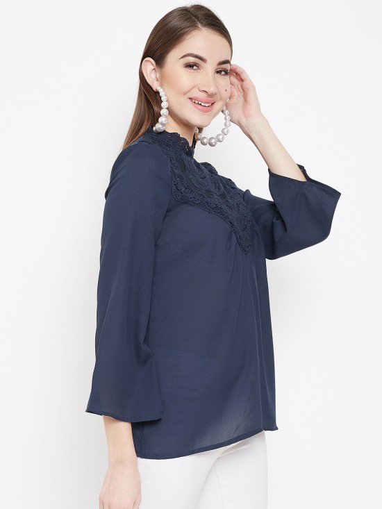 Laced Neck Full Sleeves Top