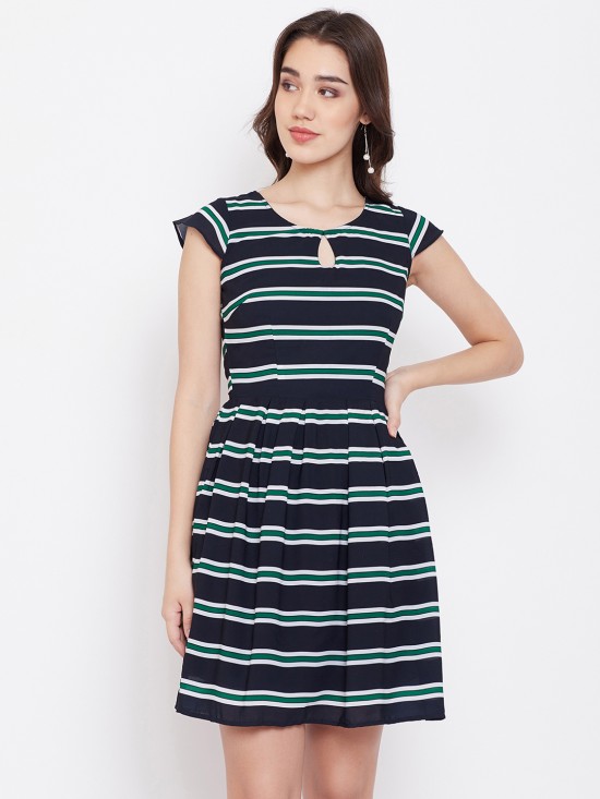 Stripes printed mini dress