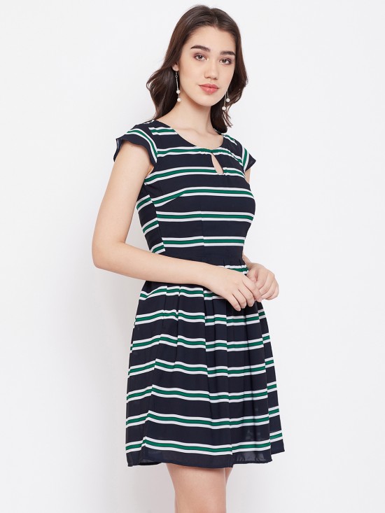 Stripes printed mini dress