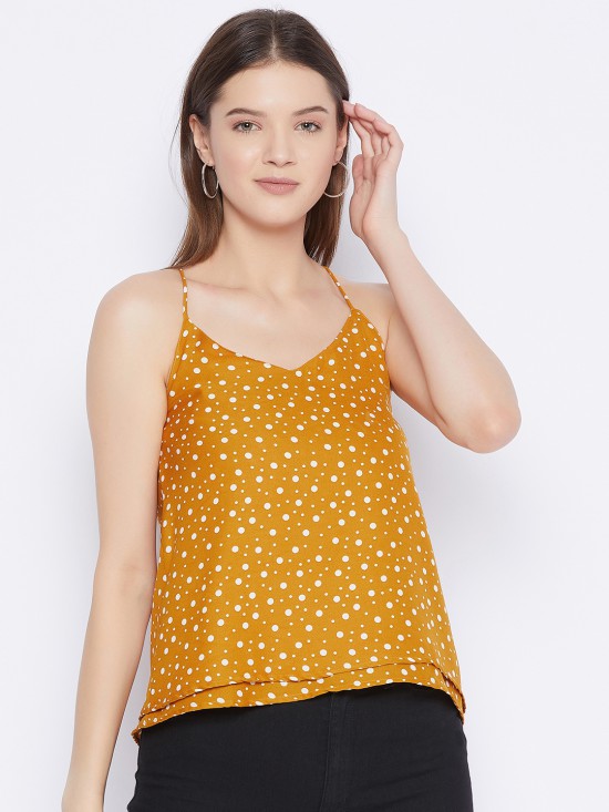 Printed Double Layered Strap Top