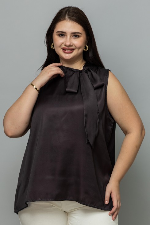 Sleeveless Tie Neck Satin Top