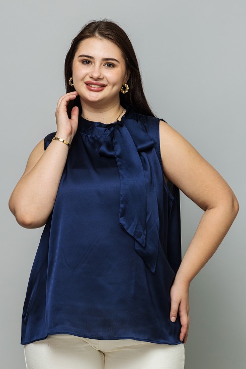 Sleeveless Tie Neck Satin Top