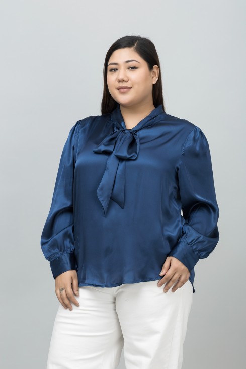 Tie-Up Neck Shirt Style Top