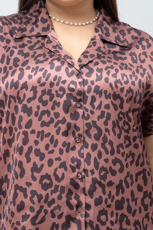 Abstract Print Satin Shirt