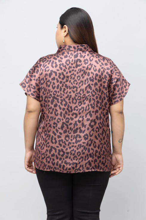 Abstract Print Satin Shirt