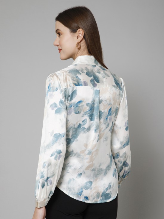 Abstract Casual Satin Shirt