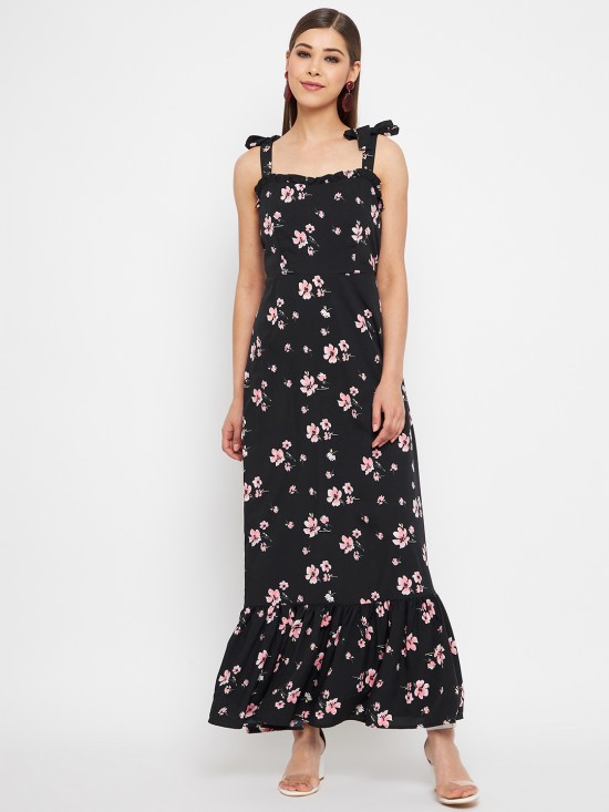 Floral printed strappy maxi