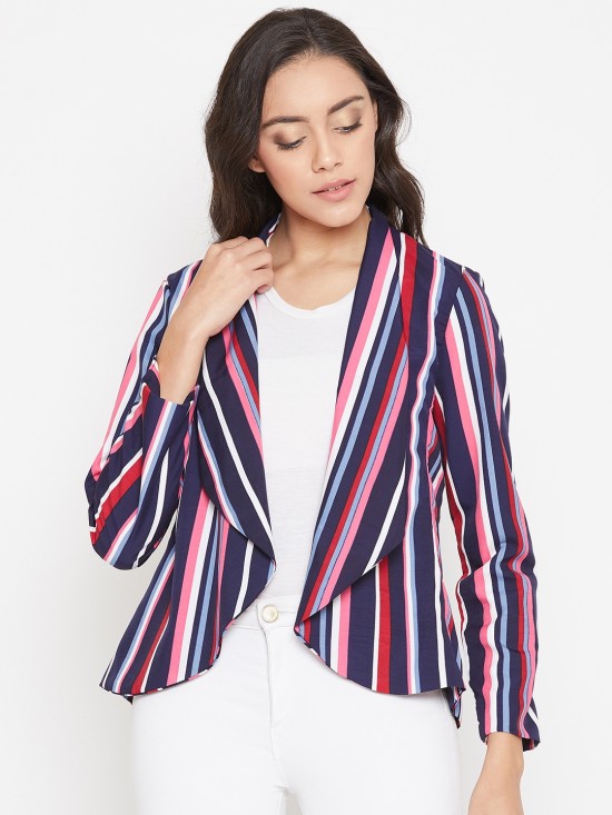 Stripes printed summer blazer